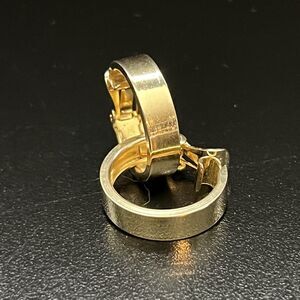 Vintage Retro Gold Tone Chunky Solid Hoop Clip On Earrings